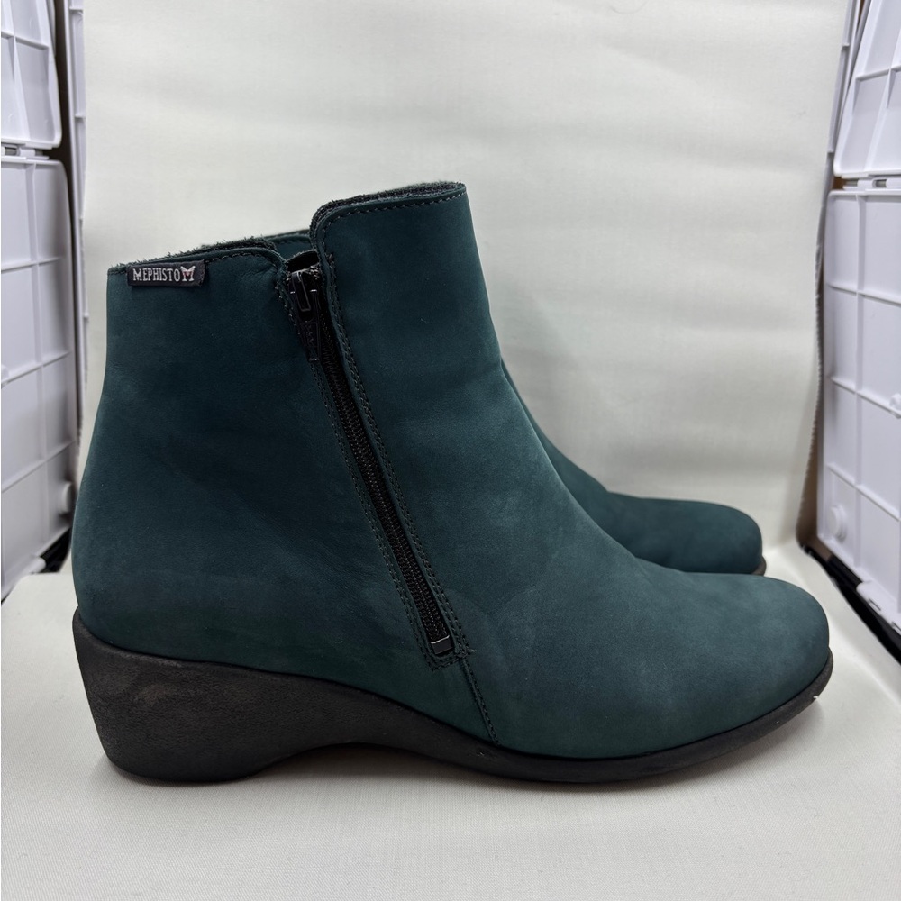 Mephisto booties Women's Teal wedge heel Ankle height Sz 8.5